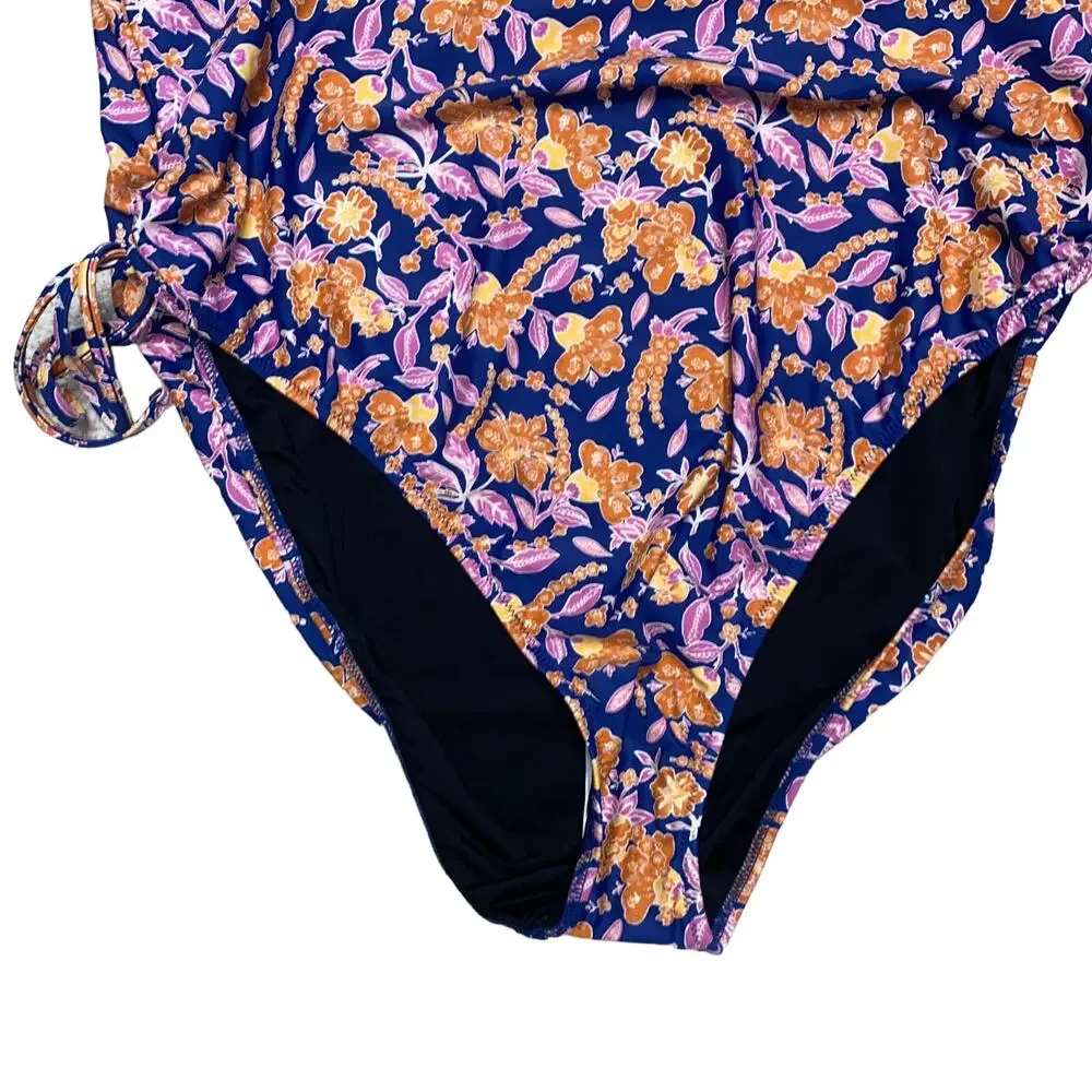 NWT J. Crew Floral Halter Cut-Out One-Piece Swim Bathing Suit Women's Size 22